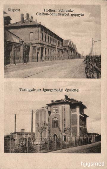 A Hofherr-gyár és a Kistext igazgatósági épülete egy képeslapon