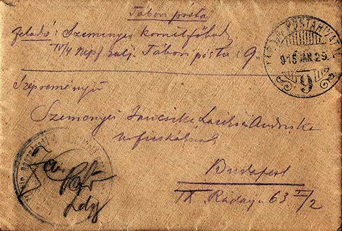 Az 1915. február 27-ei levél borítékja