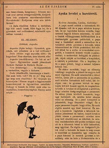 A levél Az Én Ujságom 1915. június 27-ei XXVI. évf. 27. számában megjelent változata