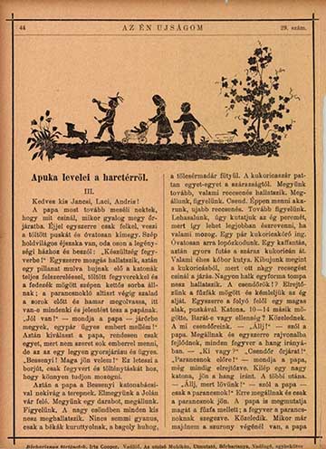 A levélnek Az Én Ujságom 1915. július 11-én XXVI. évf. 29. számában megjelent változata