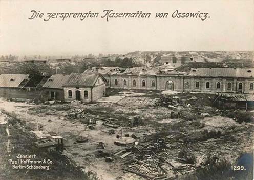 Osoweic felrobbantott kazamatái 1915-ös német képeslapon