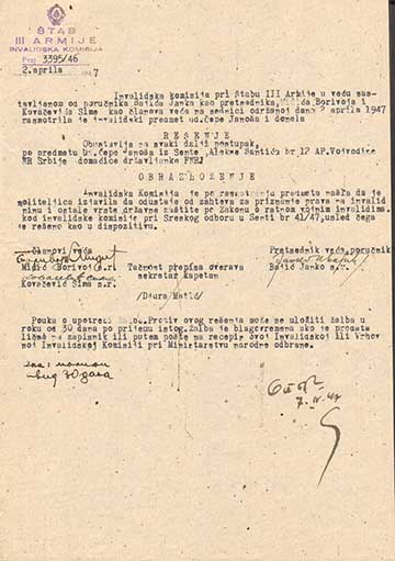 Özv. Csépe Jánosné hadigondozási segély folyósítása iránti kérelmének – visszavonás miatti – elutasításra vonatkozó végzés 1947-ből