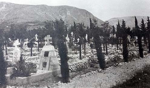 A temető részlete az első világháború idején