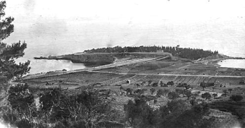A Sustipan-félsziget 1928-ban a Marjan-félsziget felől