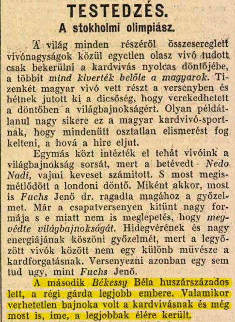 A Budapesti Hírlap 1912. július 9-i számának részlete