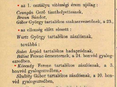 Részlet a Budapesti Közlöny 1917. májusi számából