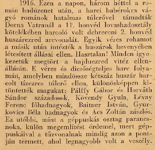 Dornavátra – a bukovinai harcok egyik hadszíntere. 1941-es megemlékezés a Nagy Háborúról, Kövendyről és társairól a Zalamegyei Újságban