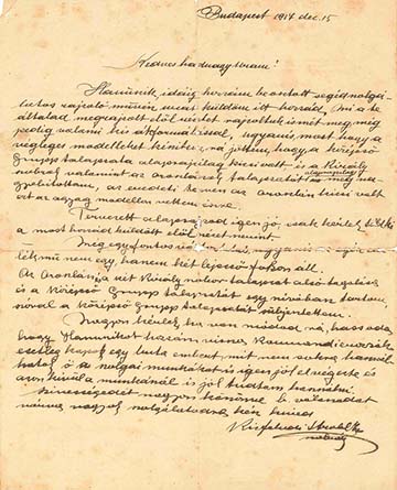 Kisfaludi Strobl Zsigmond 1917. december 15-ei levele Lamping Józsefhez 