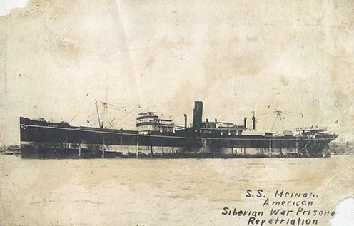 Az SS Meinam gőzös, amely az osztrák–magyar hadifoglyok egy részét Európába szállította