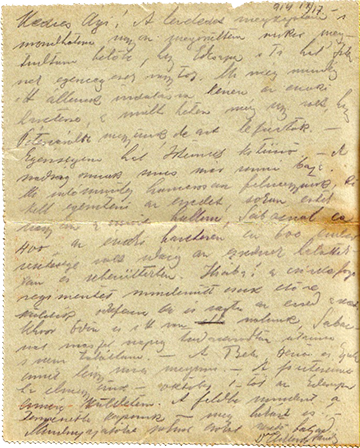 1914. szeptember 17-én kelt levele