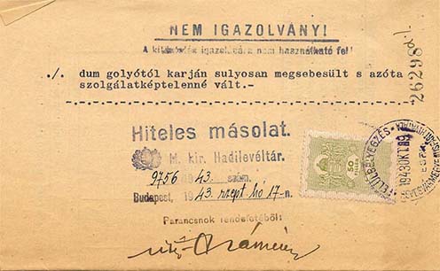 Jegyzék Pozojevich Dezső legénységi kitüntetéseiről, hátoldal