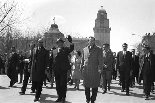 Tito és kísérete Zentán 1969. április 19-én (Stevan Kragujević Štica gyűjteményéből)