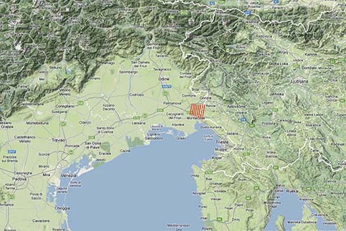 A Doberdó-fennsík Google-térképen