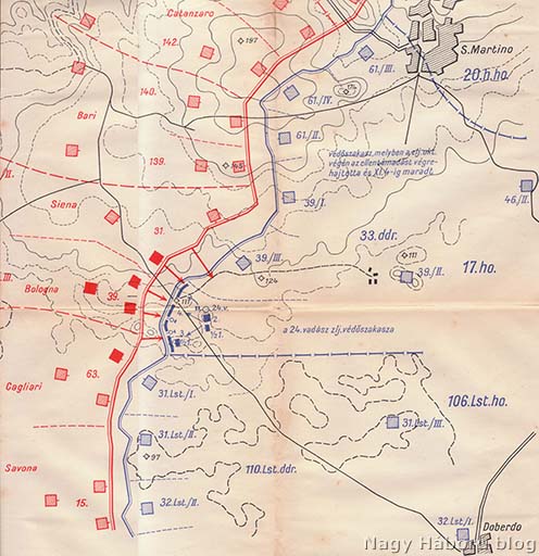 A San Martinótól délre eső frontszakasz a harmadik isonzói csatában