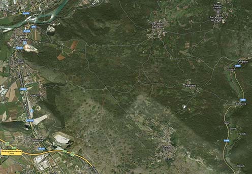 A fenti helyszín (San Martino del Carso, Doberdo del Lago és Marcottini falvak környéke) ma, műholdas képen