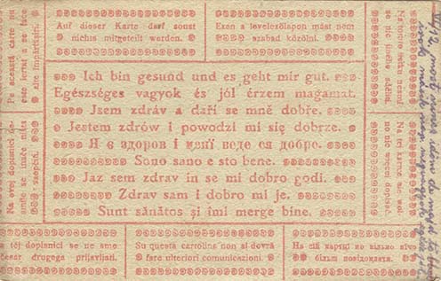 Egy levelezőlap 1917-ből, amikor Zsiga sem írhatta meg a „valót”.