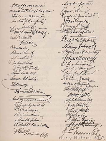 László József fogolytársainak aláírásai a naplóban