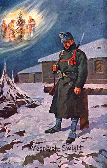 Lengyel nyelvű első világháborús karácsonyi képeslap