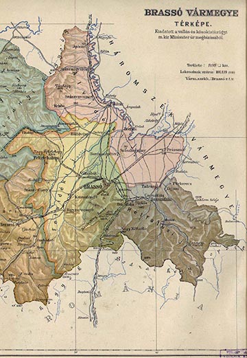 Brassó vármegye közigazgatási térképe 1910-ből
