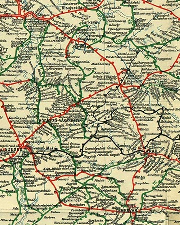 Magyarország vasúttérképe, részlet