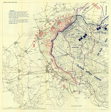 A VII. hadtest helyzete 1916. augusztus 9-én, a doberdói kiürítés alatt