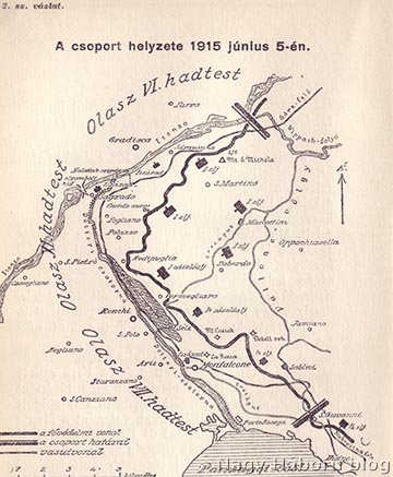 A védőcsapatok elhelyezkedése a Doberdó-fennsíkon 1915. június 5-én