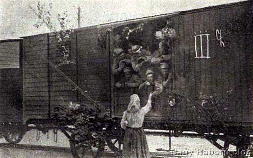 Katonavonat<br /y(forrás: Vasárnapi Újság, 1914)