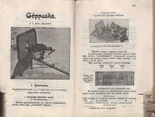A géppuskával foglalkozó fejezet két oldala egy korabeli kézikönyvből