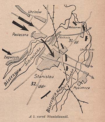 Stanislau környékének térképe Jakab eredeti ezredének történetéből