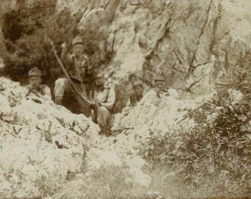 Osztrák–magyar katonák gyakorlaton a boszniai hegyekben