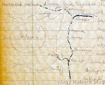 Kemény doktor eredeti térképvázlata a naplóban