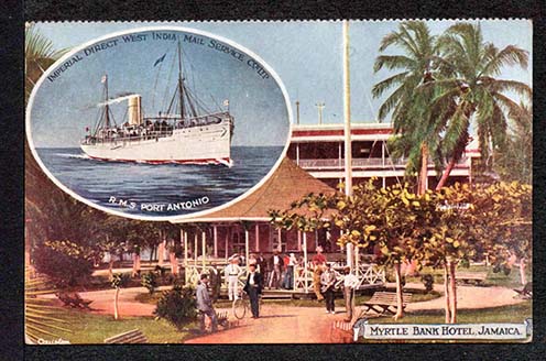A Resid pasa még postahajóként, mint Port Antonio – korabeli képeslapon
