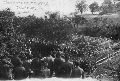 Temetés az Ivanji Grád-i katonai temetőben 1917-ben