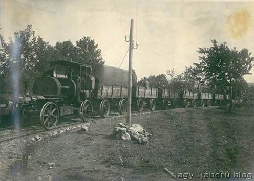 A Dutovlje és Kostanjevica közötti tábori vasút Sutánál 1917-ben