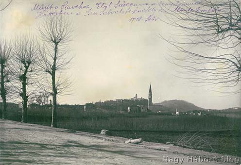 Susegana, a háttérben a San Salvatore kastély és a Colle Della Tombola