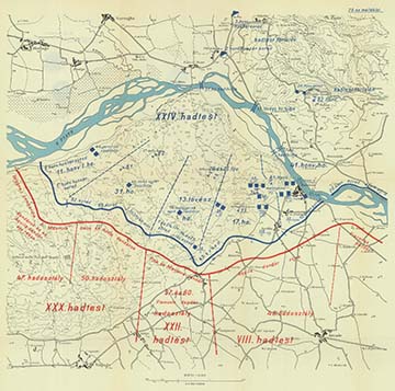 A harctéri helyzet 1918. június 28-án este a Montellón