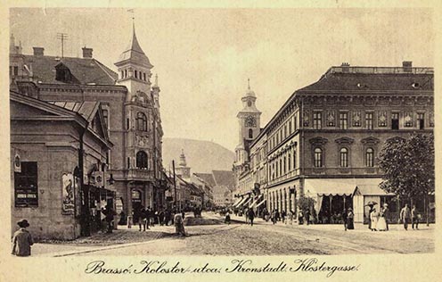 A brassói kolostor utca korabeli képeslapon