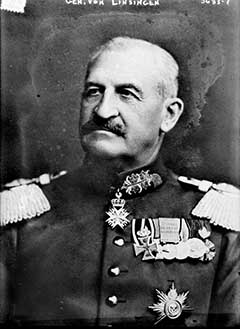 Alexander von Linsingen tábornok, a német Südarmee parancsnoka