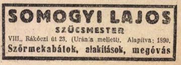 Somogyi Lajos reklám hirdetése a Magyar Hírlap 1926. október 5-ei számában