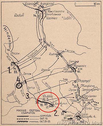 A harctéri helyzet 1914 szeptemberének végén. Hősünk ezrede a 17. közös hadosztályba tartozott.