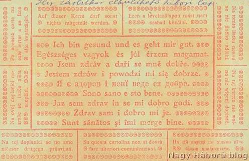 Poľná poštová karta zavedená v čase informačného embarga