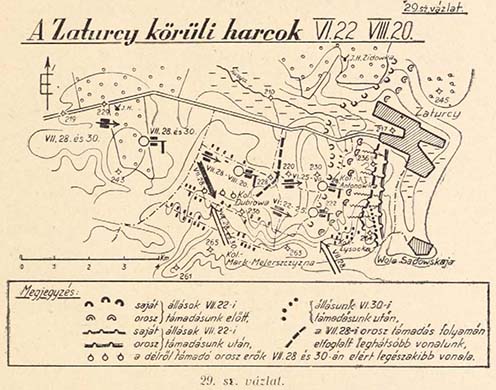 Aj v knihe Imreho Soltha, slúžiaceho v uhorskom kráľovskom 37. poľnom húfnicovom pluku, je na schéme bojov v okolí Zaturcy z júna – júlá 1916 vyznačený smer a územný zisk ruského útoku z 28. júla 1916 (Solth Imre: Egy tüzértiszt naplója az 1914–1918 évi világháborúból. Budapest, 1942. s. 373)