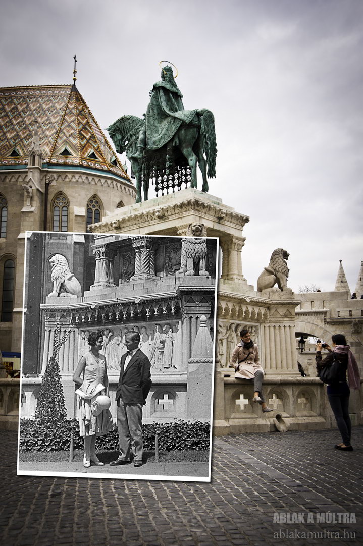 Budapest, I Vár, Szent István szobra a Mátyás templom és a Halászbástya között fortepan_21309~1930-2012.jpg