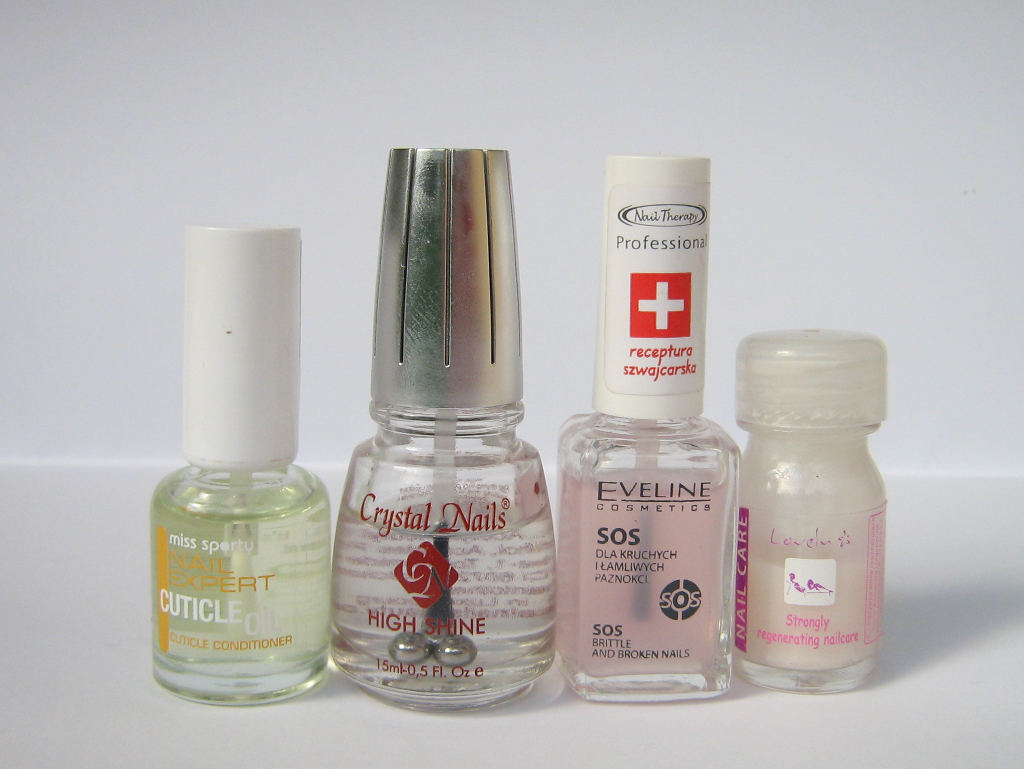 Lovely Strongly regenerating nailcare, Eveline SOS, Miss Sporty Nail Expert Cuticle Oil, Crystal Nails Higy Shine