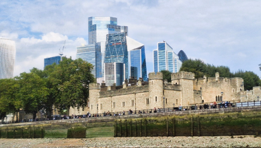 City of London skyscrapers and the Tower of London