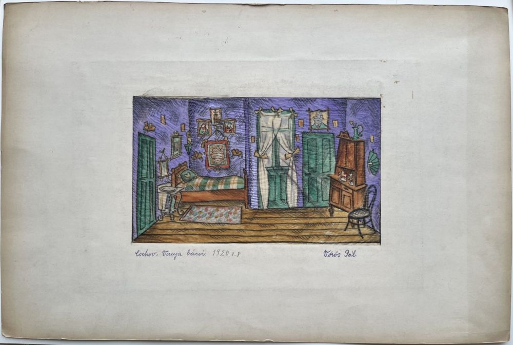 Vörös Pál díszletterve Anton Pavlovics Csehov Ványa bácsi című darabjához, bem.: Vígszínház, 1920. máj. 8. Jelzet: KE 12.883 – Színháztörténeti és Zeneműtár Színháztörténeti gyűjtemény