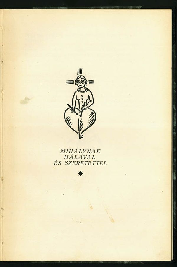 Török Sophie: Asszony a karosszékben, Budapest, Nyugat, 1929. Ajánlás. A kép forrása: Nyugat 100 honlap https://nyugat.oszk.hu/html/galeriak/elsokiadasok_album/pages/images2/194torok_sophie_asszony_a_karosszekben_03_hub1_62198.jpg