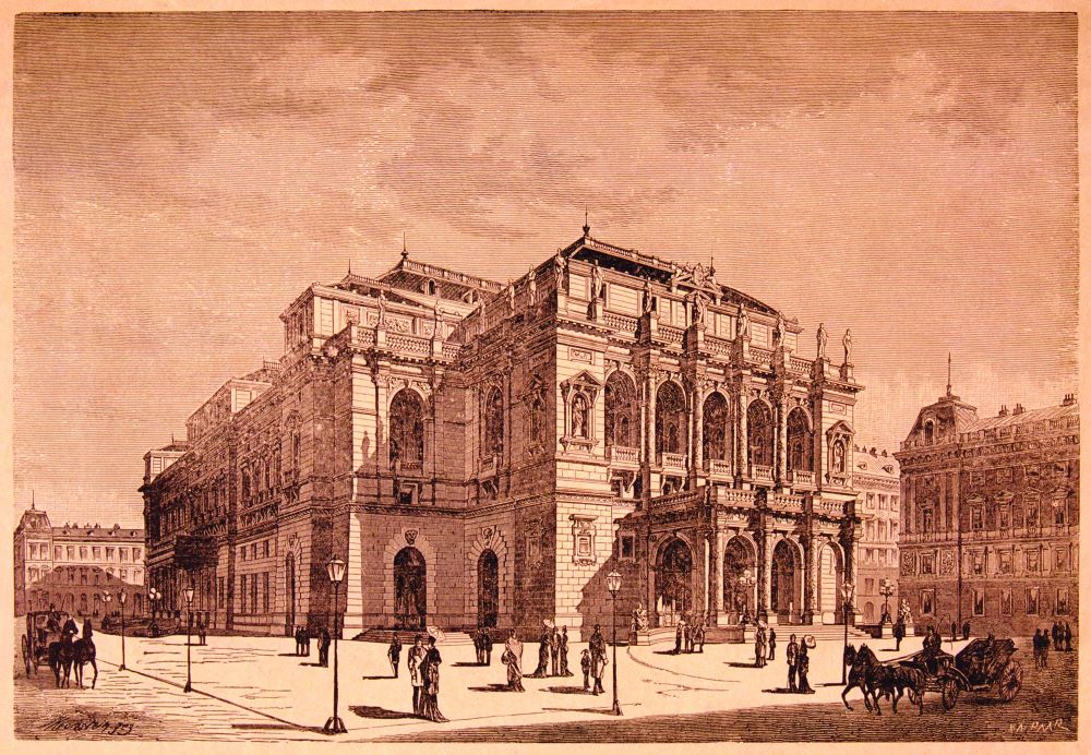 Az Operaház, 1884. Kronstein rajza, V. A. Paar fametszete