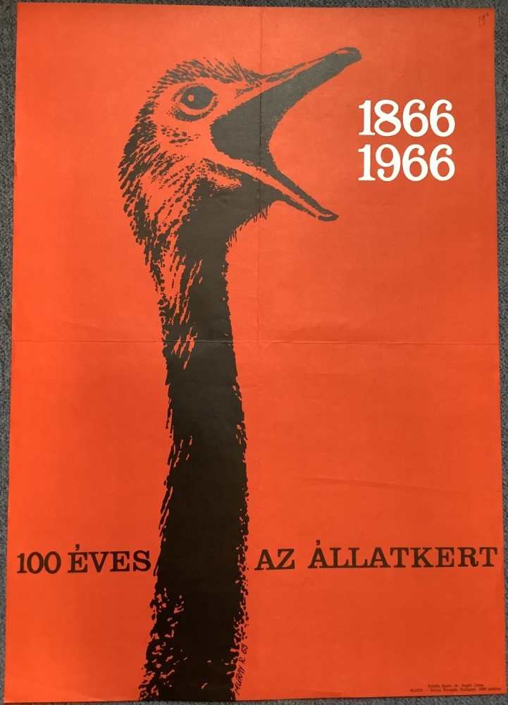 100 éves az Állatkert. Plakát. Grafikus: Muray Róbert (1931–2009). – Térkép-, Plakát- és Kisnyomtatványtár. Jelzet: PKG.1966/494