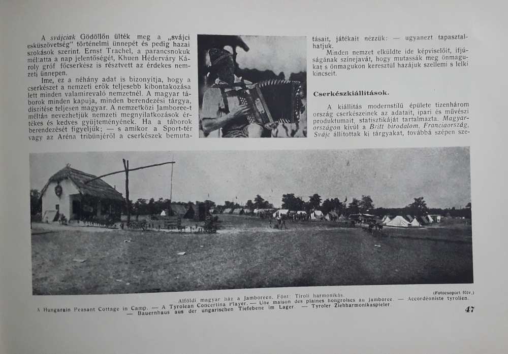 Az alföldi parasztház képe. Jamboree Budapest–Gödöllő 1933, szerk.: Radványi Kálmán, Budapest, IV. Világjamboree Táborparancsnokság, 1933. Részlet. – Törzsgyűjtemény. http://nektar.oszk.hu/hu/manifestation/2760620 Elektronikus változat: OSZK Digitális Könyvtár https://oszkdk.oszk.hu/storage/00/02/41/39/dd/1/jamboree_1933.pdf